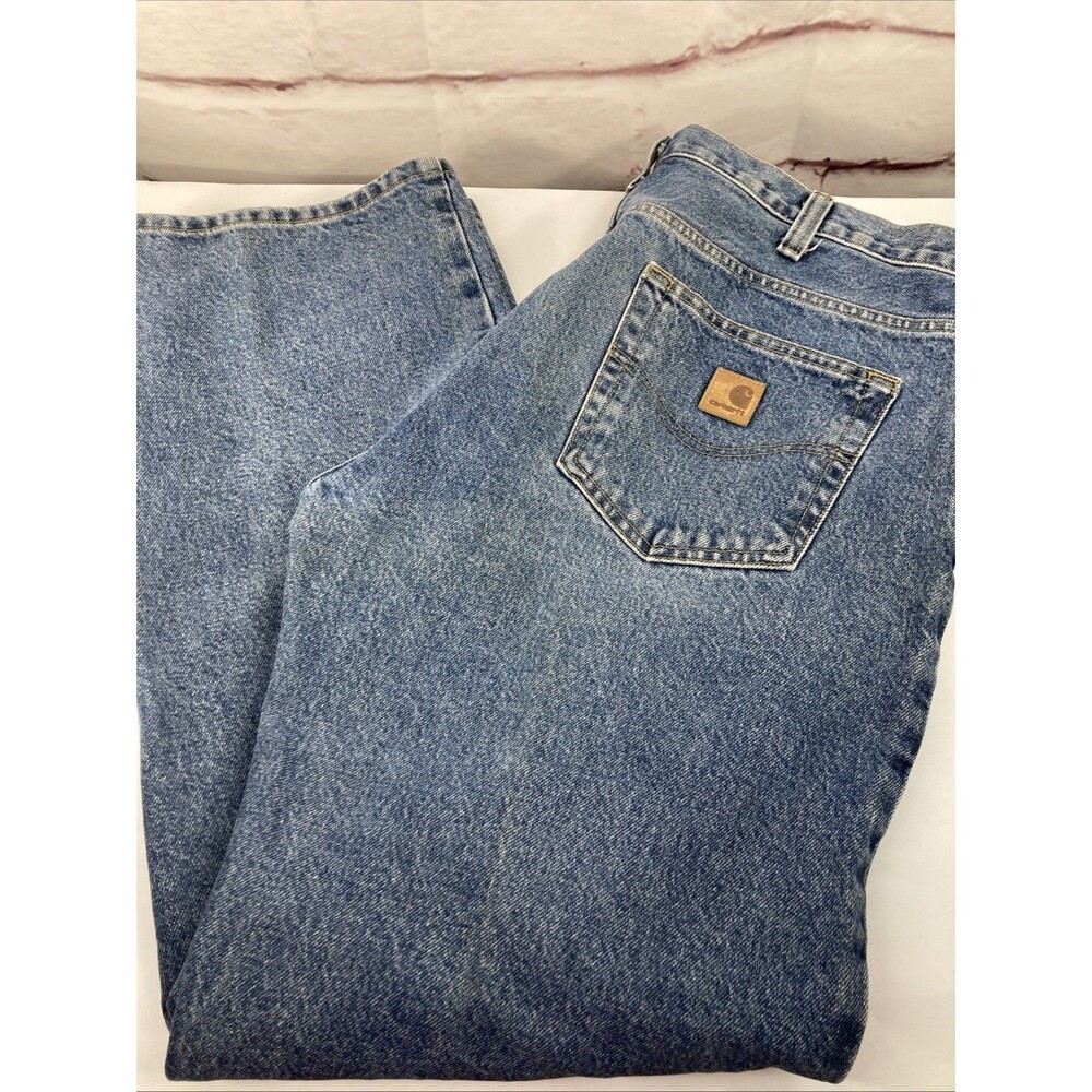 Carhartt 100066-494 Jeans Mens 38x30 Loose Fit Straight Leg Blue Denim Workwear
